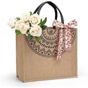 Women Yellow03 14''x12'' Large Tote Bag with Laminated Interior and Soft Handles